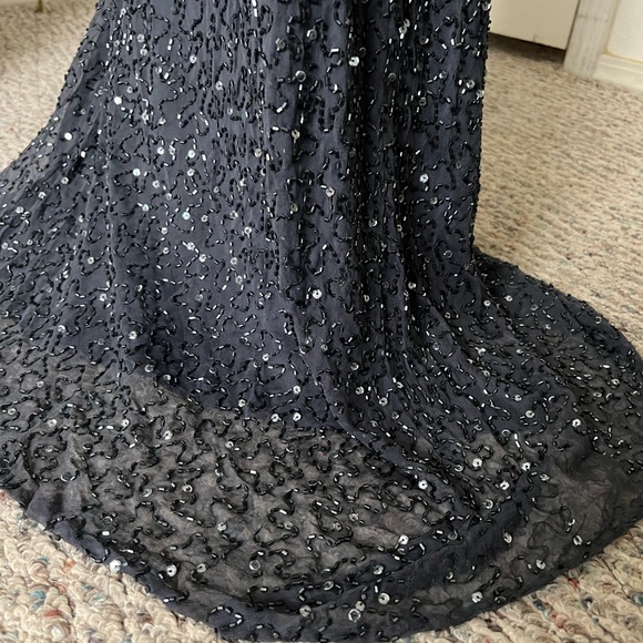 STENAY Beaded full length evening gown . Size 4. Color navy blue / black . - Picture 5 of 9
